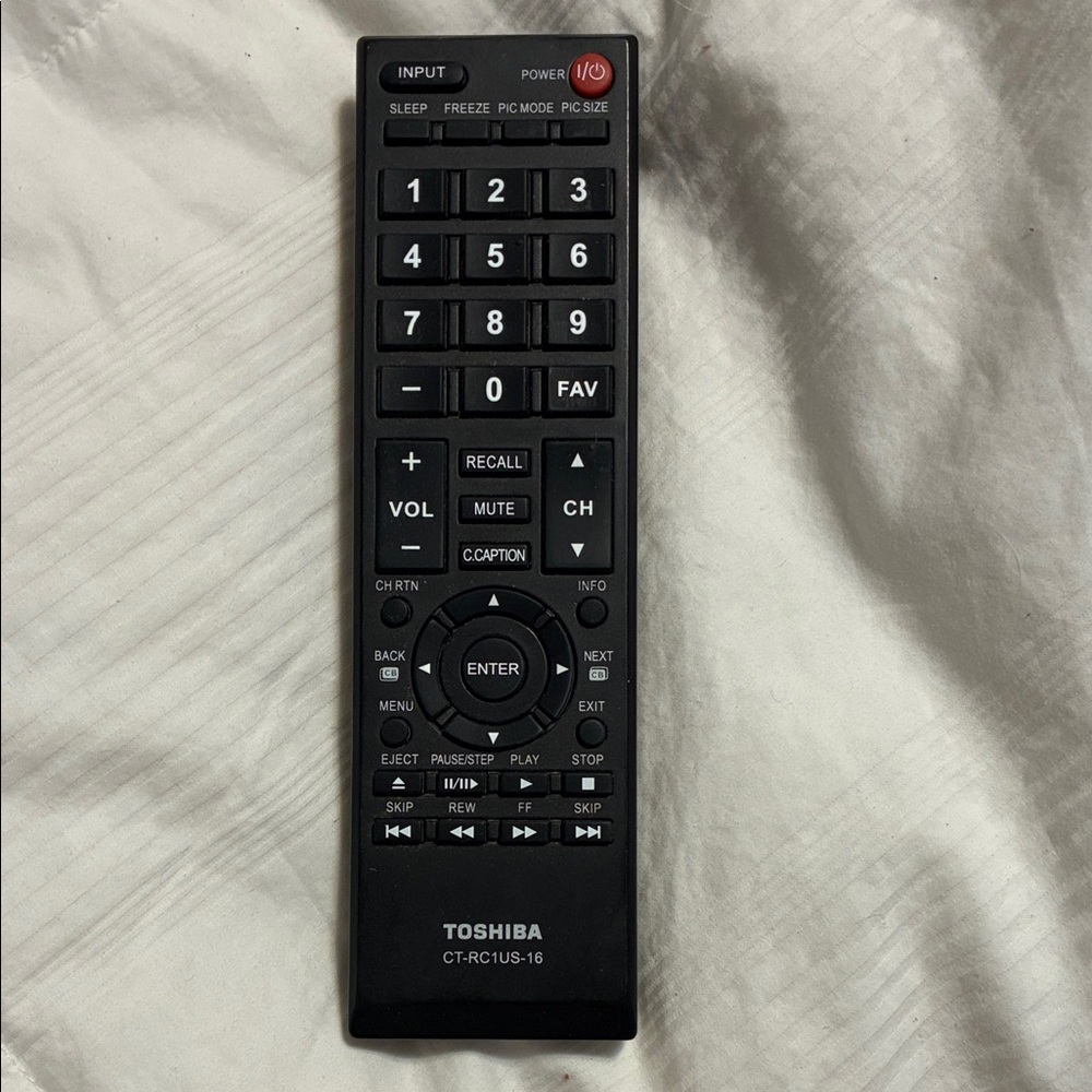 Toshiba Black Remote Control CT-RC1US-16 with Numeric Keypad